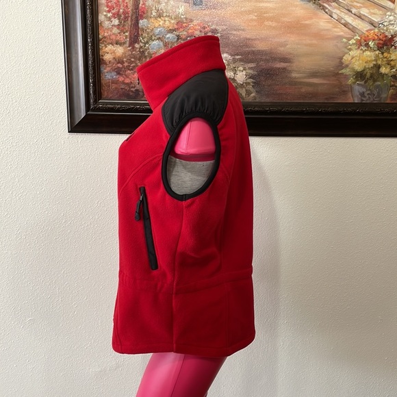 The North Face Red Black Fleece Full Zip Vest MADE IN USA Size Large Women's - Picture 2 of 9